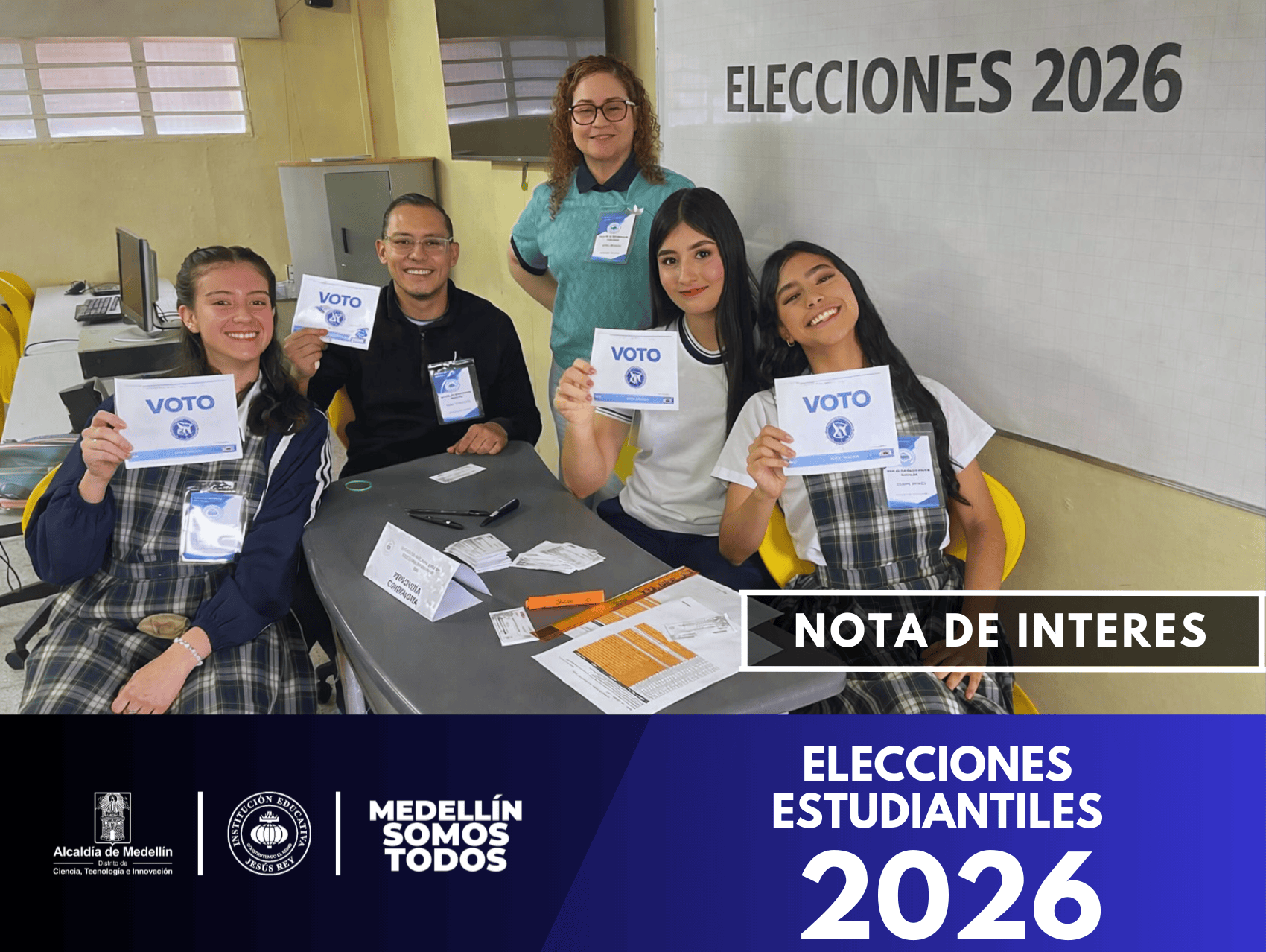 La I.E. Jesús Rey realizó las elecciones 2026 de Personería, Contraloría Estudiantil y líder Soyeth en una jornada democrática, participativa y transparente, acompañada por docentes y actividades culturales.